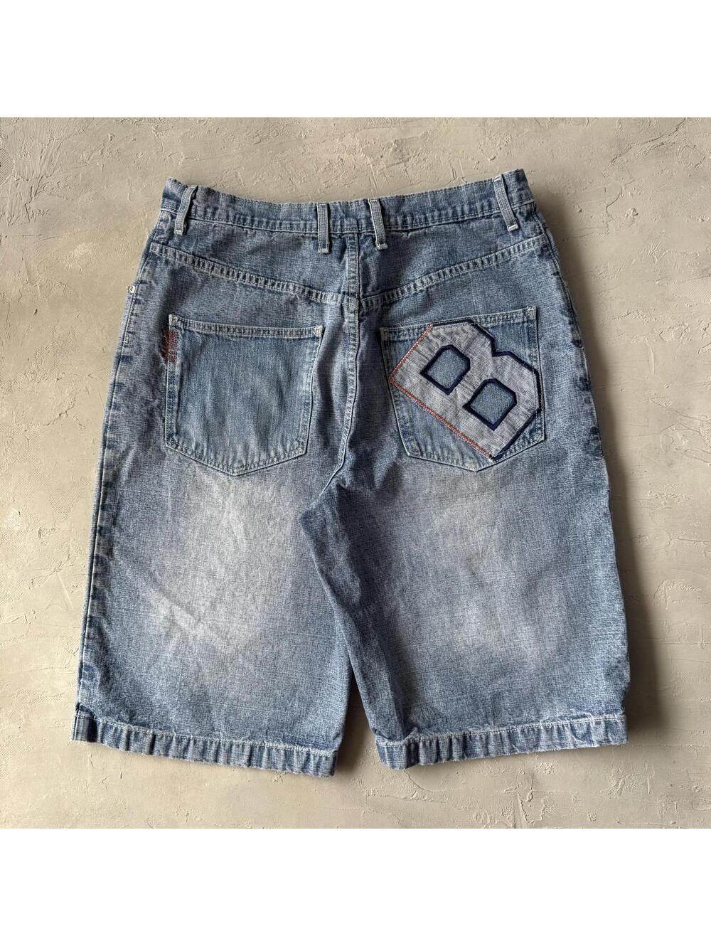 Vintage Y2K Bugle Boy Embroidered Denim Baggy Skater Shorts